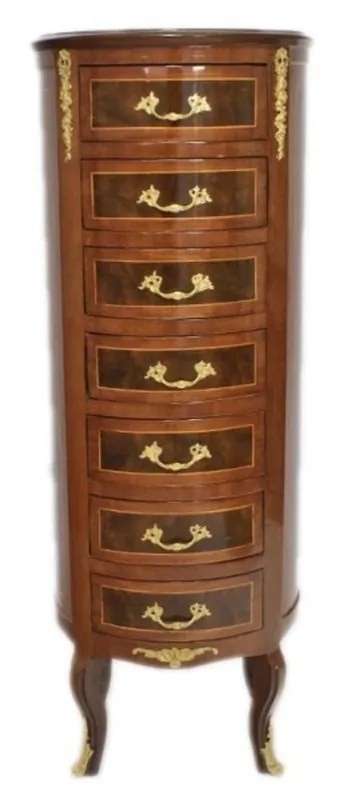 Billig Casa Padrino Barock Kommode Mahagoni / Gold mit 7 Schubladen Rund - Antik Stil