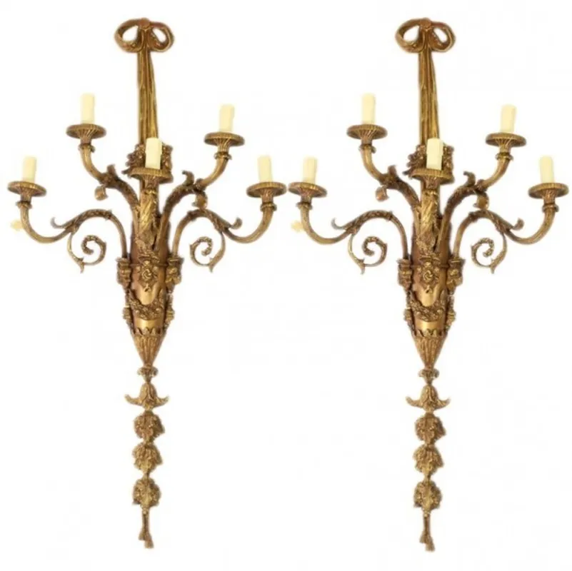 Casa Padrino Barock Wandleuchten Set Bronze Oxidiert Antik Stil - Wandlampe Wand Beleuchtung (2 Leuchten) Letzte Chance