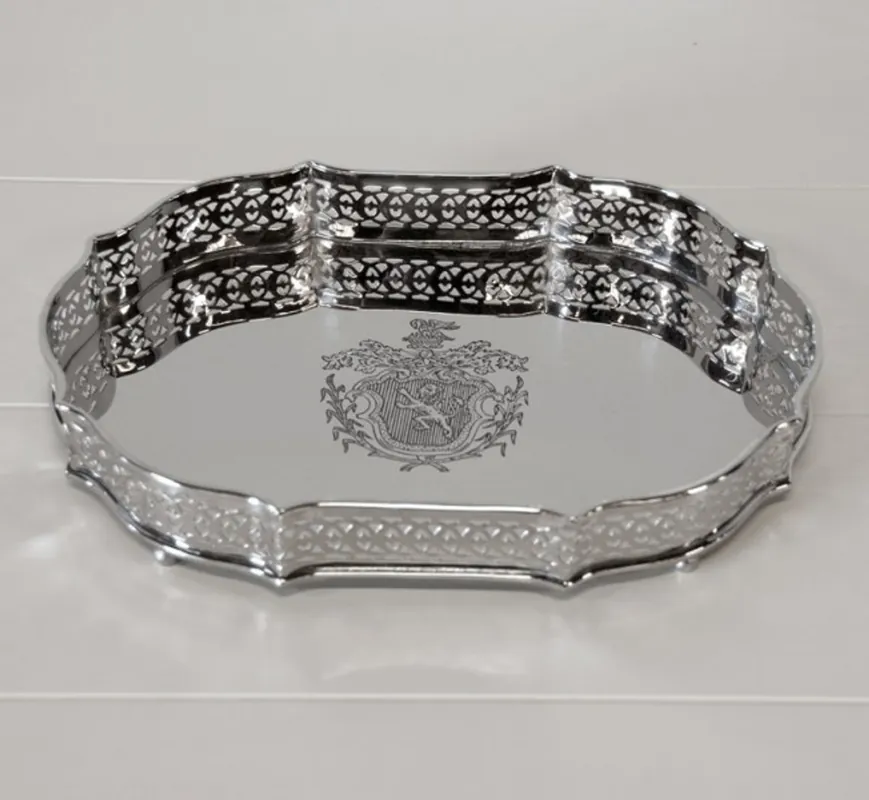 Super-Preis Casa Padrino Luxus Tablett Oval Massiv vernickelt 29 x 21 x 4 cm - Luxury Collection - 5 Sterne Gastronomie Einrichtung