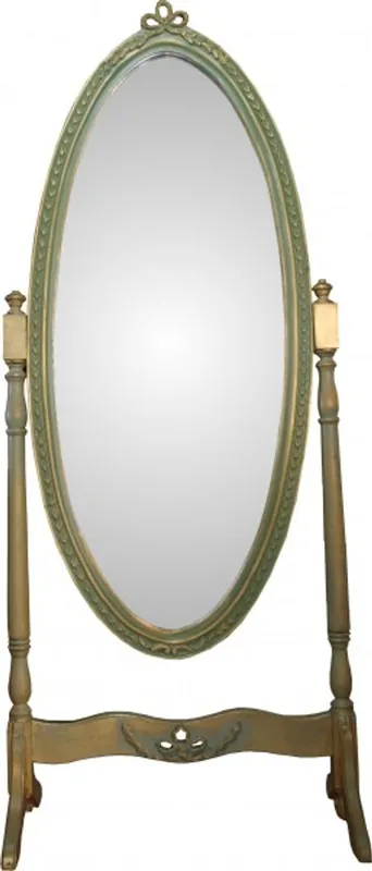 Zertifiziert Casa Padrino Barock Standspiegel Schwenkbar Grün-Gold Antik Look - Spiegel Gold - Barock Shabby Chic Möbel