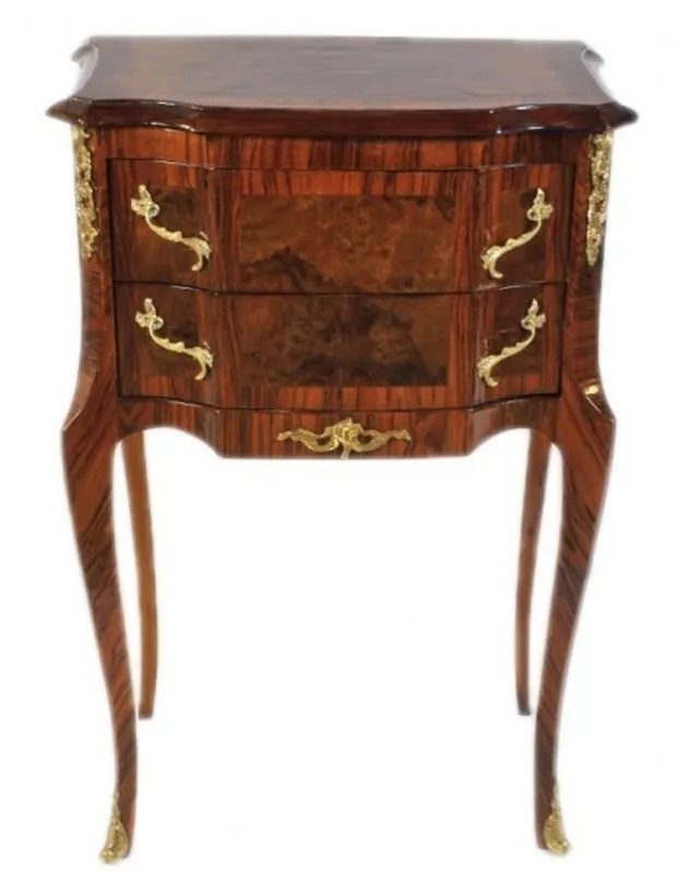 Casa Padrino Barock Kommode Mahagoni / Gold mit 2 Schubladen - Nachtschrank Antik Stil Beliebt