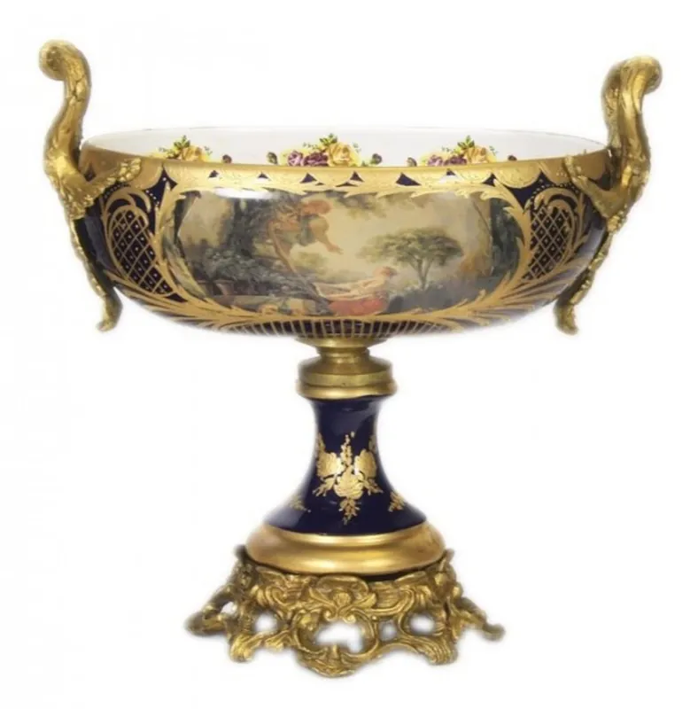 Casa Padrino Barock Porzellan Schale Kobalt / Gold - Grand Decor - Hotel Dekoration Direkt Vom Hersteller