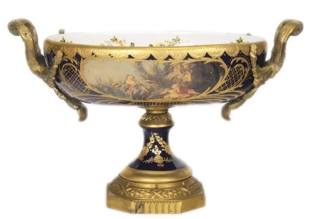 Top-Preis Casa Padrino Barock Porzellan Schale Kobalt / Gold B40 H37 cm - Grand Decor - Hotel Dekoration