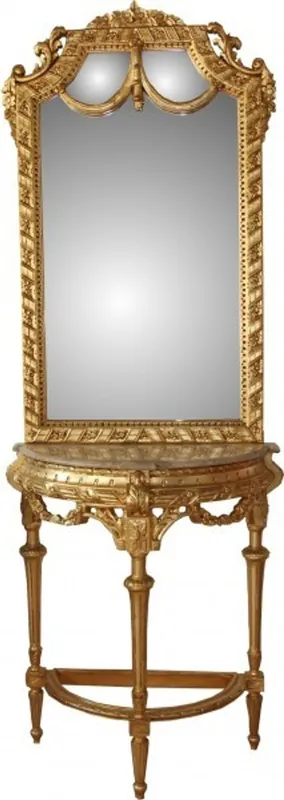 Sichere Zahlung Casa Padrino Barock Spiegelkonsole in Gold mit Marmorplatte Mod4 - Antik Look