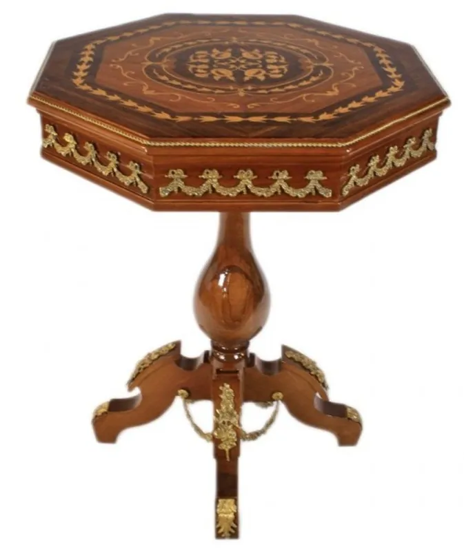 Abverkauf Casa Padrino Barock Beistelltisch Mahagoni Intarsien H75 x 65cm - Ludwig XVI Antik Stil Tisch - Möbel