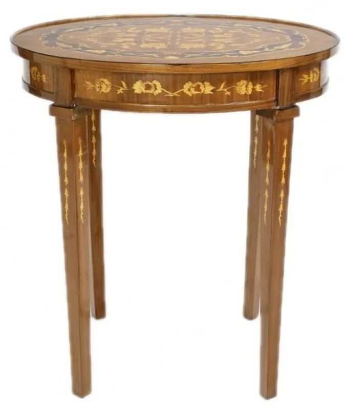 Casa Padrino Barock Beistelltisch Mahagoni Intarsien H80 x 50cm - Ludwig XVI Antik Stil Tisch - Möbel Sonderangebot