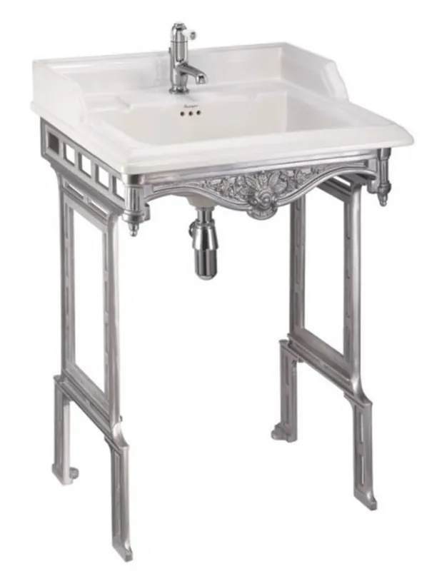 Casa Padrino Jugendstil Stand Waschtisch Weiß / Silber - Barock Waschbecken Barockstil Antik Stil Meistverkauft