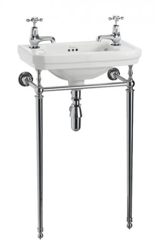 Neuheit Casa Padrino Jugendstil Stand Gäste WC Waschtisch Weiß / Chrom B 51cm mit 2 Hahnlöchern Mod2 - Art Deco Waschbecken Barock Antik Stil
