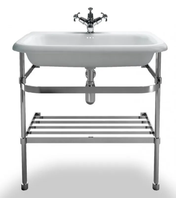 Casa Padrino Jugendstil Stand Waschtisch Naturstein Weiß / Edelstahl B 75cm - Art Deco Waschbecken Barock Antik Stil Bestseller