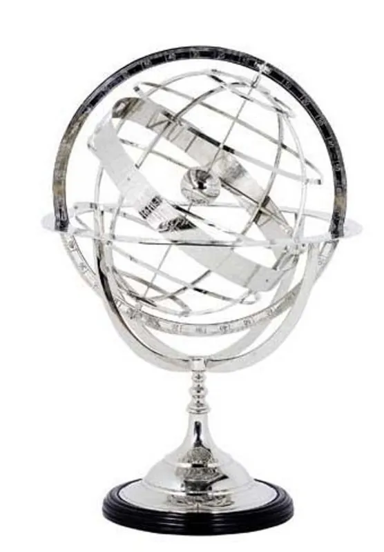 Casa Padrino Luxus Globus Nickel Finish Silber Höhe: 29 cm - Luxus Kollektion - Art Deco Online Kaufen