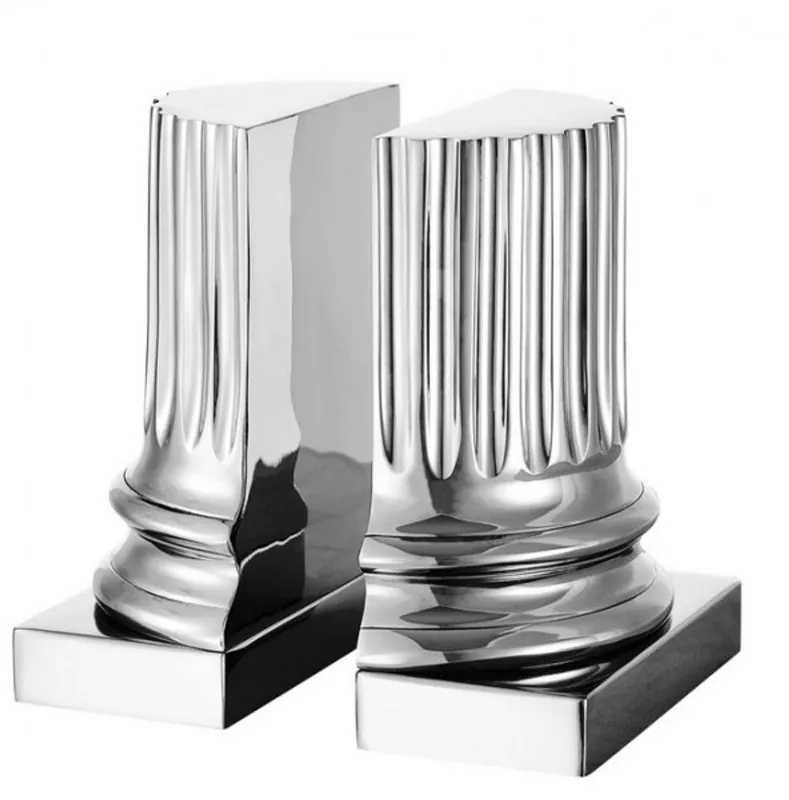 Bestseller Casa Padrino Luxus Bücherstützen Set Säulen Nickel Finish - Bücherstütze - Book End Buchstützen