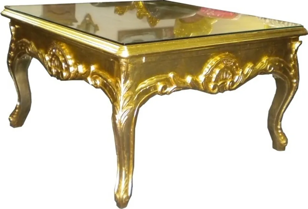 Casa Padrino Barock Couchtisch 70 x 70 cm Gold - Couch Tisch - Wohnzimmer Tisch - Beistell Tisch - Möbel Günstig
