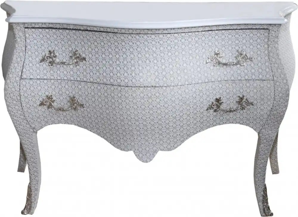 Aktuell Casa Padrino Barock Kommode Weiß / Glitzerlook 130 cm Mod3 - Möbel Schrank Sideboard - Limited Edition