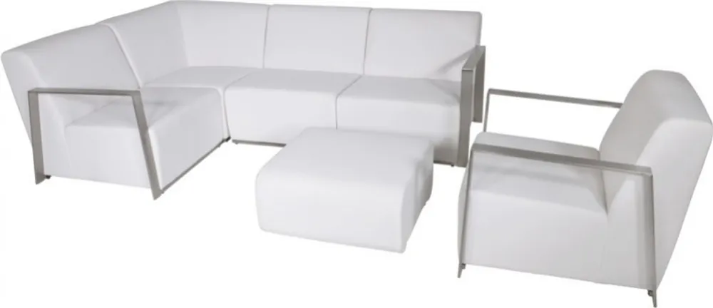 Neuheit Casa Padrino Art Deco Designer Garten Möbel Set Weiß mit Sunbrella Stoff - schnelltrocknend - Luxus Garten Möbel Set