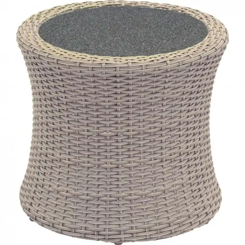 Casa Padrino Designer Garten Lounge Tisch Geflecht mit Spraystone Tischplatte - Garten Möbel Echt