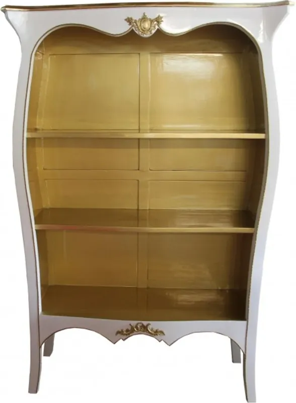 Super-Preis Casa Padrino Barock Bücherschrank Weiß Hochglanz / Gold B 110 x H 169 cm Bücherregal Regal Schrank - Limited Edition