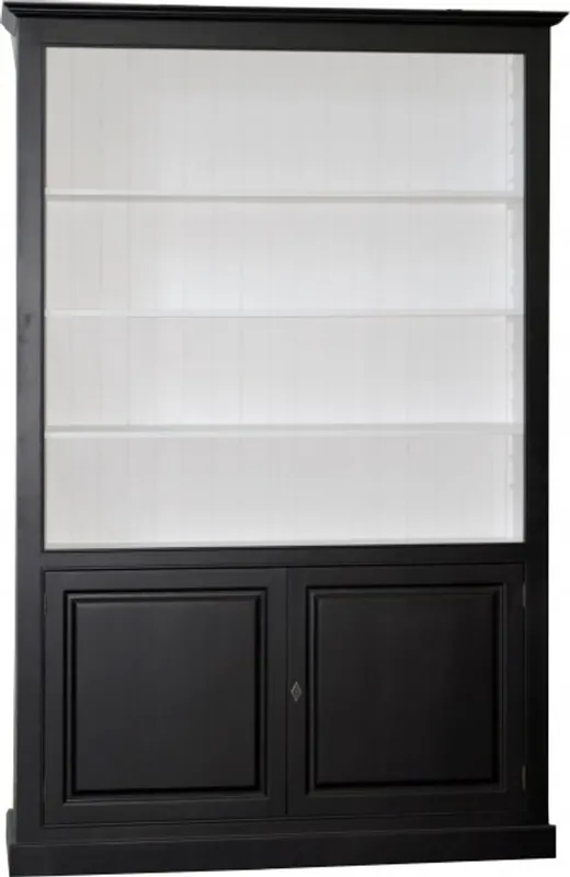 Kracherpreis Casa Padrino Luxus Bücherschrank Schwarz / Weiß B 168 x H 254 cm Bücherregal Regal Schrank - Art Deco Jugendstil Hotel Möbel