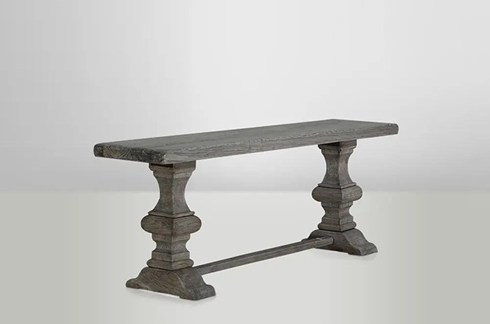 Neue Kollektion Casa Padrino Massivholz Konsole Eiche Grau 220 x 46 cm - Massiver Konsolentisch Rustikal