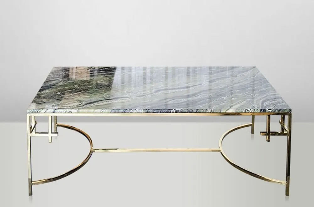 Casa Padrino Art Deco Couchtisch Gold Metall / Marmor 130 x 70 cm- Jugendstil Tisch - Möbel Wohnzimmer Aktuell