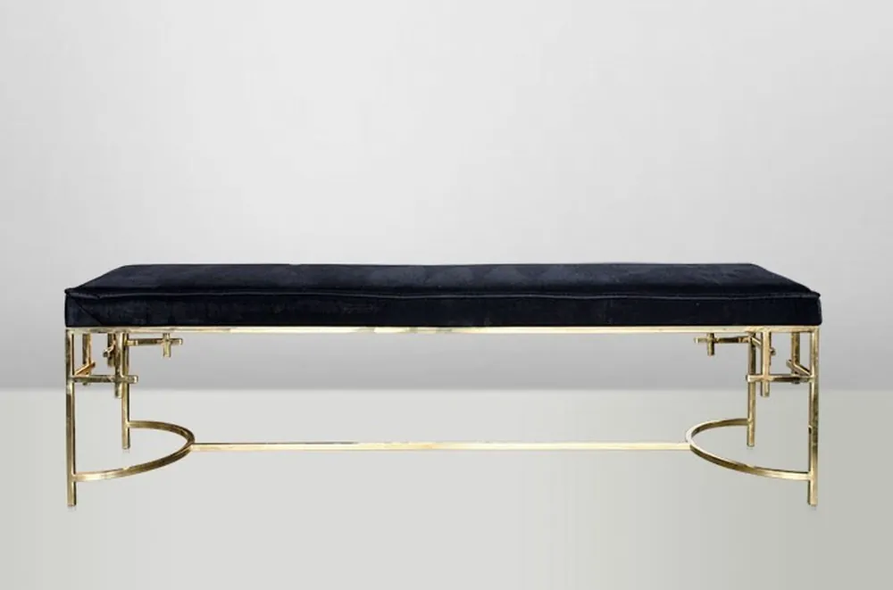 Casa Padrino Art Deco Luxus Sitzbank Edelstahl Gold - Vintage Jugendstil Möbel Zertifiziert