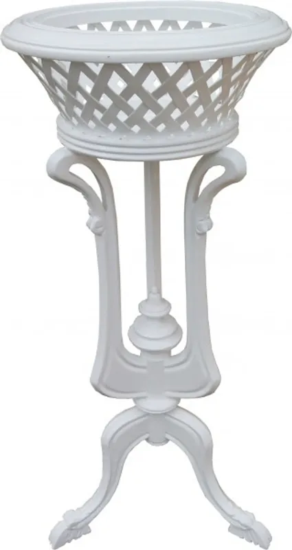 Begrenztes Angebot Casa Padrino Barock Pflanzentopfständer aus Holz Weiss - Blumentopfständer, Blumenständer