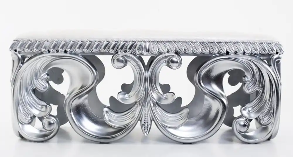 Barock Luxus Sitzbank Lafayette aus massivem Eichenholz Silber / Creme - Barock Möbel - Luxury Collection Sichere Zahlung