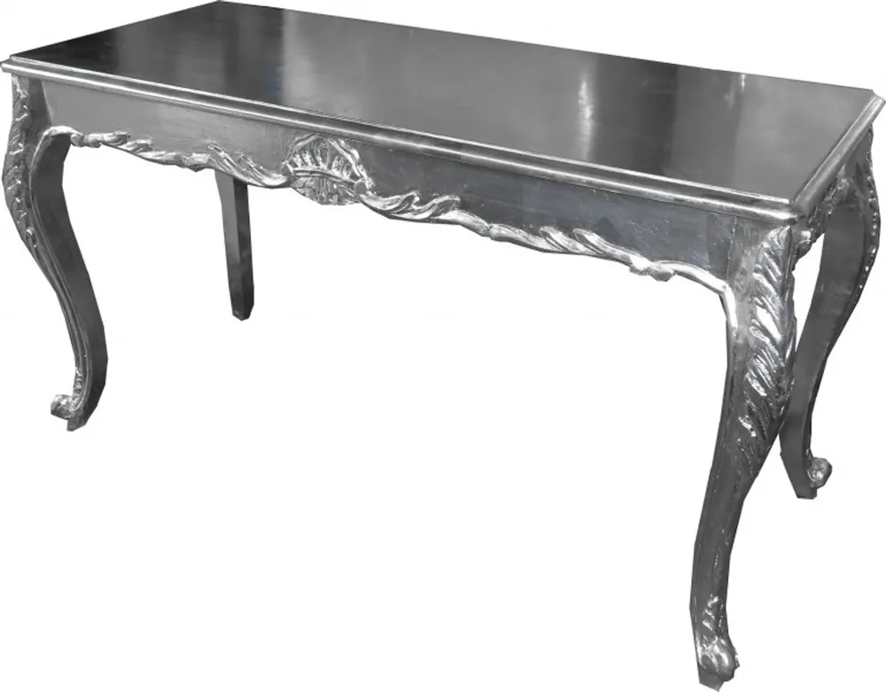 Casa Padrino Barock Esstisch Silber 140 x 60 cm - Esszimmer Tisch - Möbel Esstisch - Konsolentisch - Konsole Finale Aktion