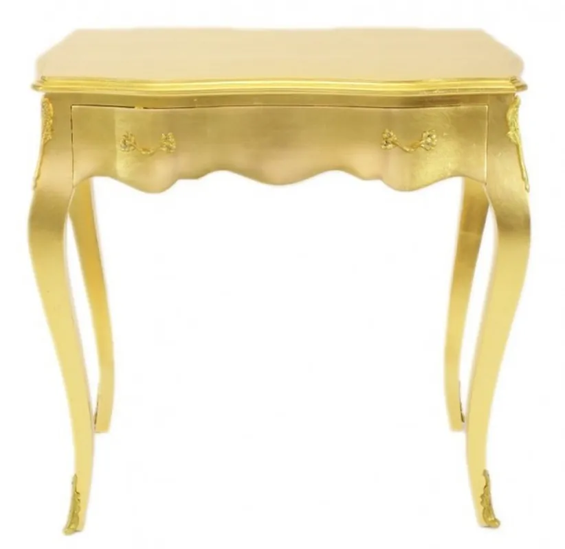 Casa Padrino Barock Konsolen Tisch Gold mit Schublade 80 x 40 cm - Möbel Antik Stil Beliebt