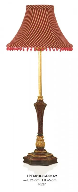 Casa Padrino Barock Tischleuchte Rot / Gold 26 x H 65 cm - Luxus Tisch Leuchte - Nostalgisch und prunkvoll Schneller Versand