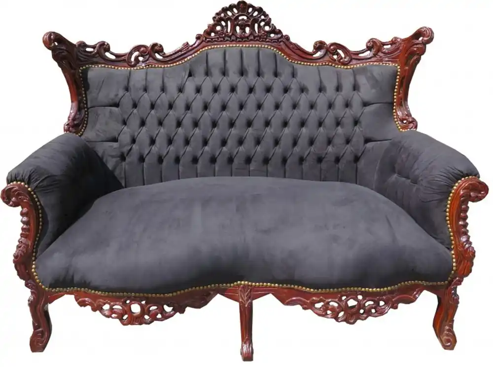 Sonderaktion Casa Padrino Barock 2-er Sofa Master Schwarz / Braun - Antik Stil Möbel