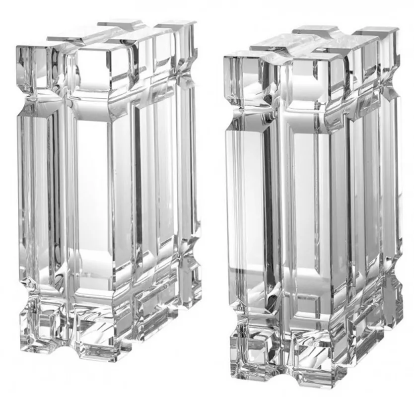 Neuheit Casa Padrino Luxus Bücherstützen Set Säulen Kristall Glas - Bücherstütze - Book End Buchstützen