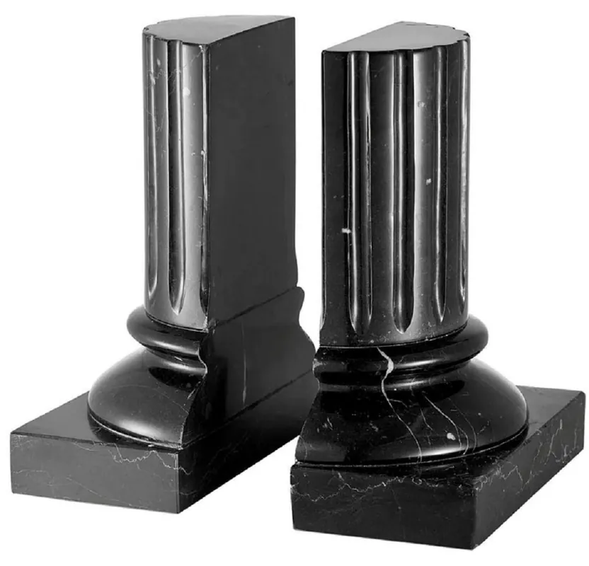 Top-Preis Casa Padrino Luxus Marmor Buchstützen Set Barock Säulen Schwarz 8,5 x 17 x H. 21 cm - Schreibtisch Deko - Wohnzimmer Deko - Luxus Marmor Deko Accessoires
