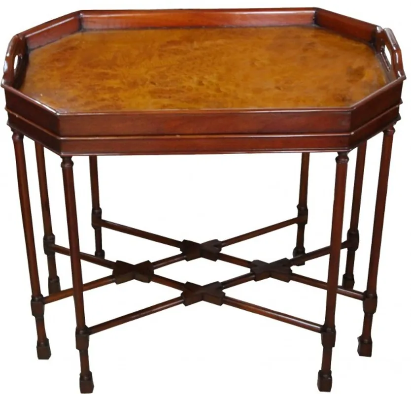 Casa Padrino Kaffeetisch Bartisch Octagon aus Walnussholz Braun H 60 cm, B 67 cm, T 40 cm - Jugendstil Tisch - Limited Edition Sichere Zahlung