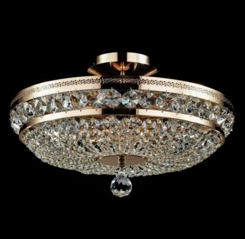 Casa Padrino Barock Kristall Decken Kronleuchter Gold 43,5 x H 26 cm Antik Stil - Möbel Lüster Leuchter Deckenleuchte Deckenlampe Heißes Angebot
