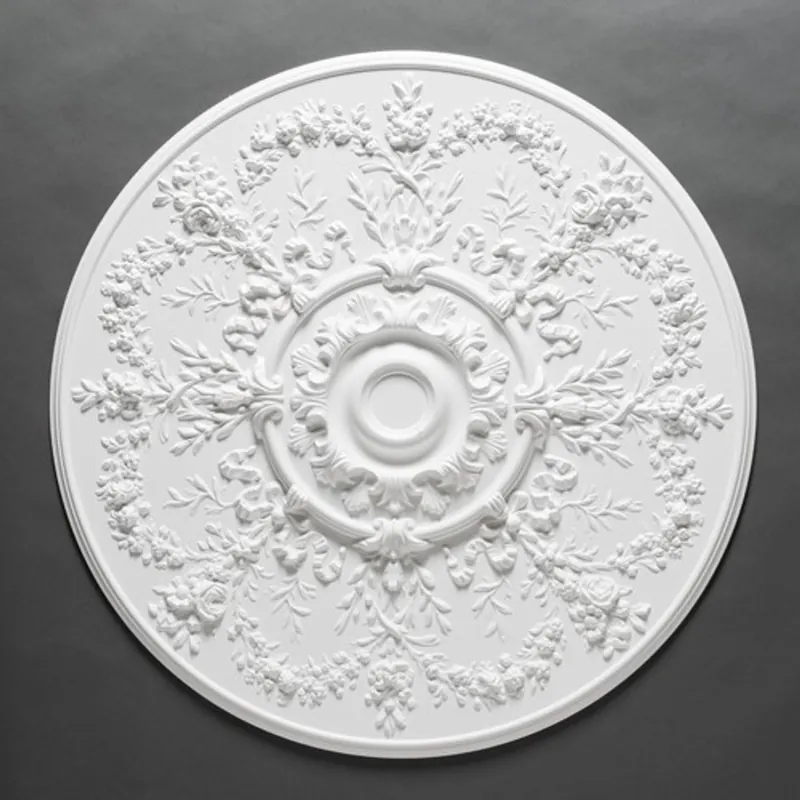 Casa Padrino Stuck Rosette 95.2 x 95.2 cm Deckenstuck Deckenrosette Stuckrosette Wandrosette Barock Jugendstil Echt