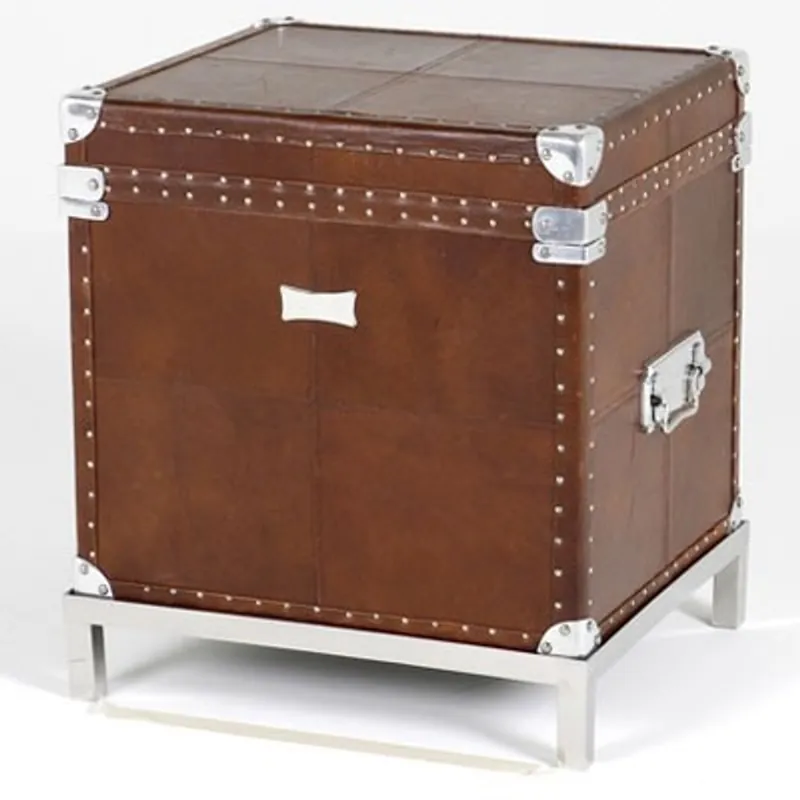 Casa Padrino Vintage Echtleder Koffertisch Braun 45 x 40 x H50 cm - Echt Leder Vintage Look Neue Ware