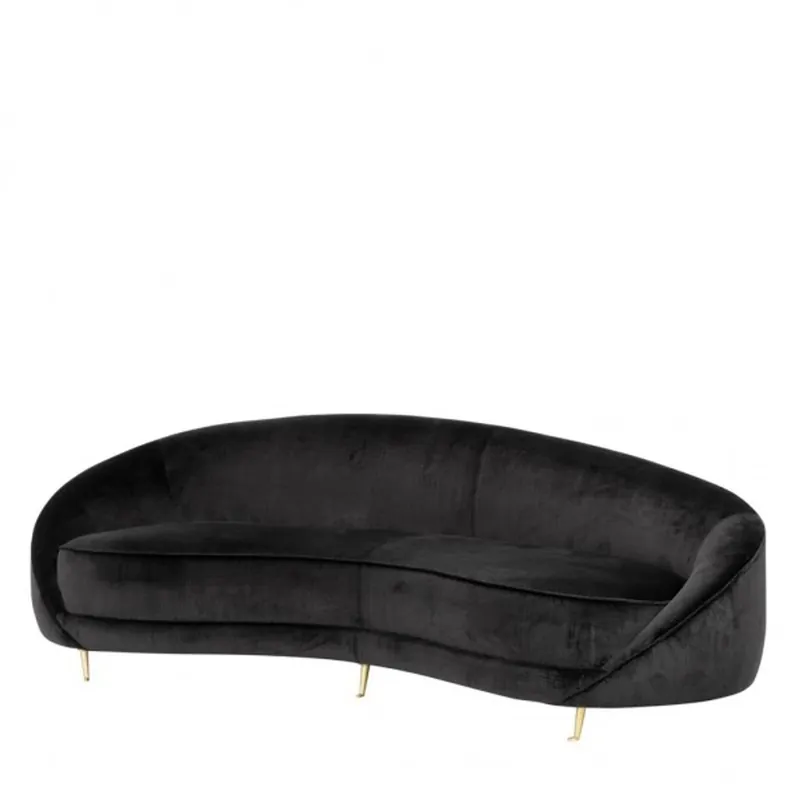 Casa Padrino Luxus Sofa Schwarz gebogen mit edlen Messing Füssen 239 cm Nur Heute