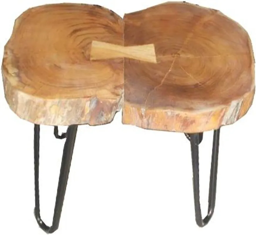 Nur Heute Casa Padrino Beistelltisch Akazien Holz / Eisen 55 - 70 cm - Industrial Möbel Hocker Tisch