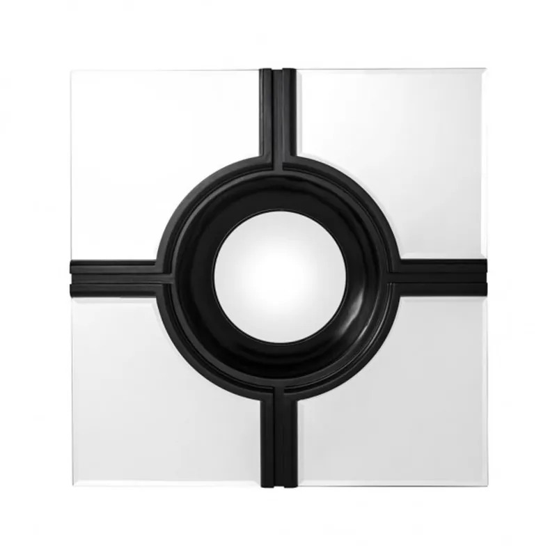 Casa Padrino Luxus Wand Spiegel Art Deco Schwarz / Spiegelglas 61 x 61 cm - Wandspiegel Letzte Chance