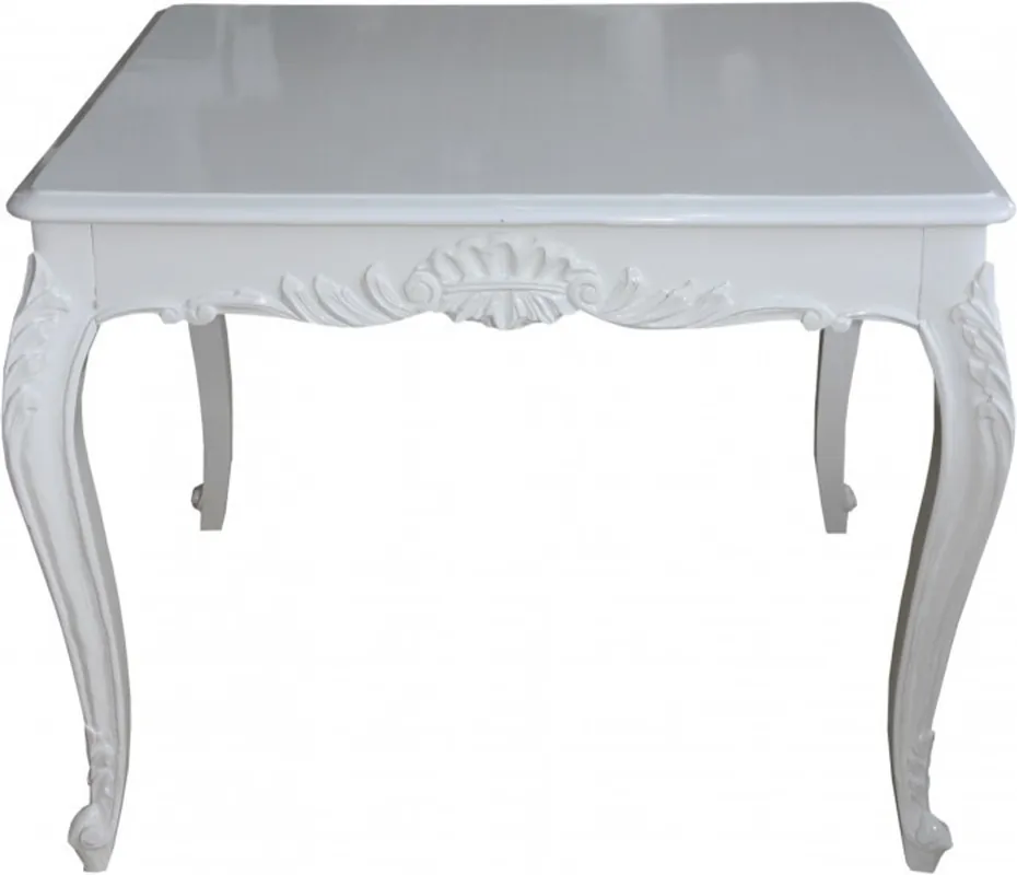 Casa Padrino Barock Esstisch Weiss 100 cm x 100 cm- Esszimmer Tisch - Antik Stil Möbel Nur Heute