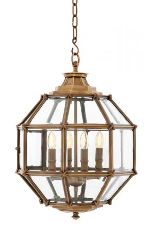 Casa Padrino Luxus Laterne - Luxus Messing Hängeleuchte Durchmesser 43 x H 63 cm Sonderangebot