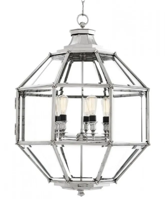 Mega-Angebot Casa Padrino Luxus Laterne - Luxus Nickel Hängeleuchte Durchmesser 80 x H 98 cm