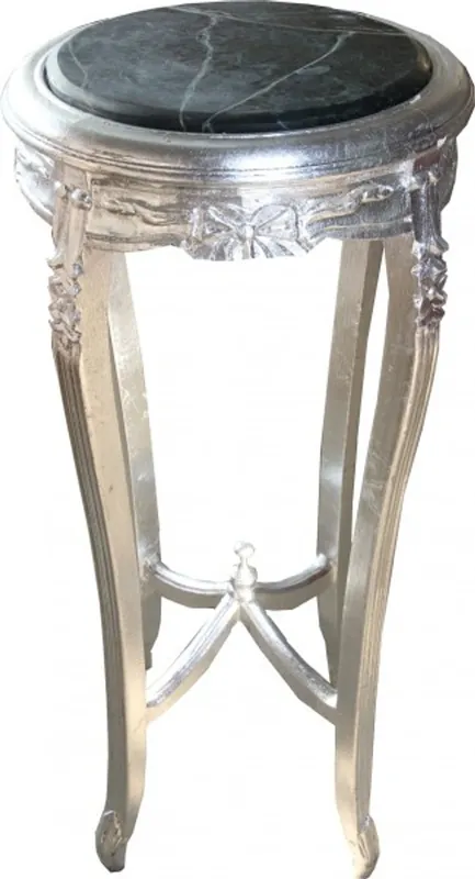Heißes Angebot Casa Padrino Barock Beistelltisch mit Marmorplatte Rund Silber 91 x 46 cm Antik Stil - Telefon Blumen Tisch