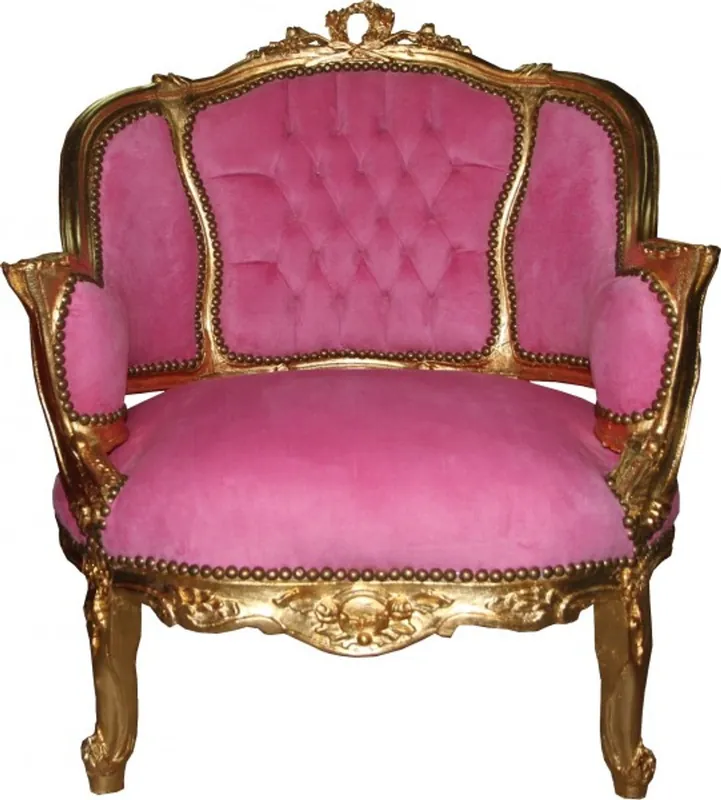 Casa Padrino Barock Salon Lounge Sessel Rosa / Gold - Cocktailsessel - Interior Angebot
