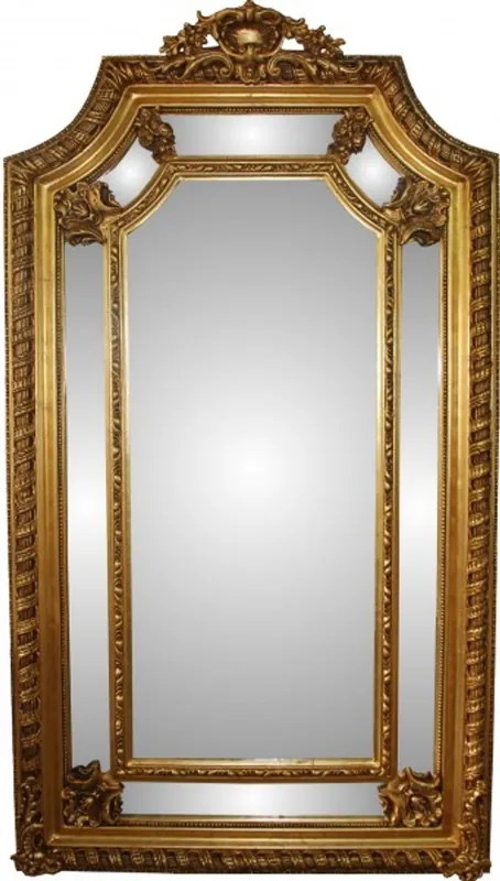Casa Padrino Barock Luxus Wandspiegel Gold B 117 cm, H 205 cm - Edel & Prunkvoll Neu