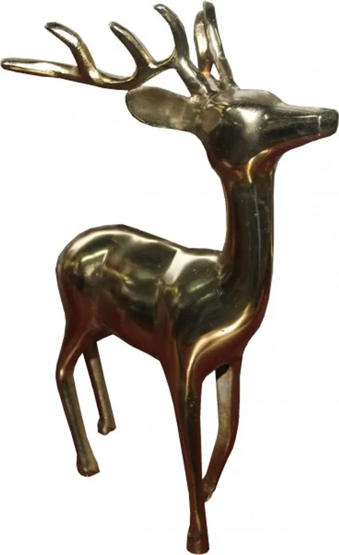 Casa Padrino Designer Deko Hirsch Gold 28 x 14 x 36cm - poliertes Aluminium - Figur Skulptur Direktkauf