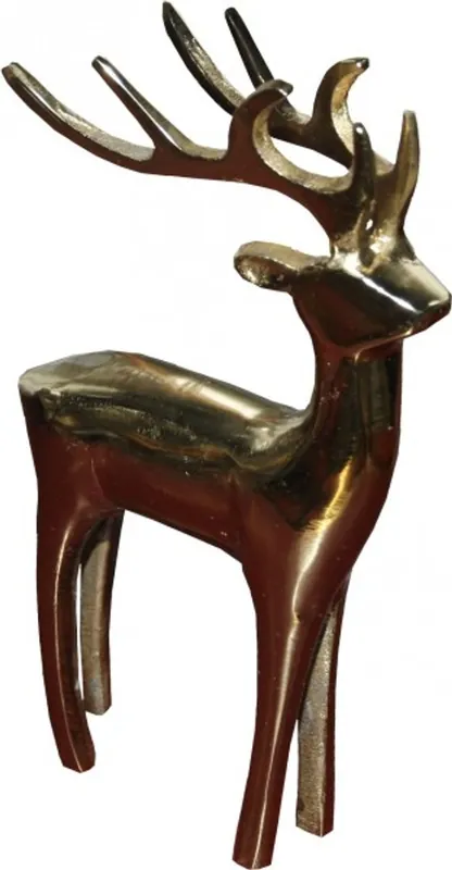 Casa Padrino Designer Deko Hirsch Gold 14 x 6 x 23cm - poliertes Aluminium - Figur Skulptur Bestpreis