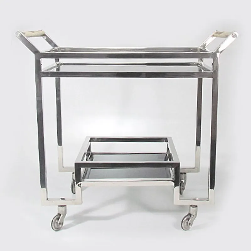 Casa Padrino Bar Trolley Servierwagen aus Messing vernickelt 74 x 40 x H. 69 cm - Hotel & Restaurant Einrichtung Möbel Schneller Versand