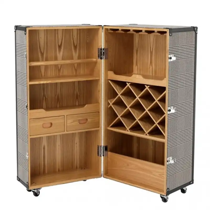 Casa Padrino Luxus Bar Schrank im Vintage Koffer Design Schwarz / Weiß - Kommode - Art Deco Barock Jugendstil Kofferschrank - Luxus Hotel Bar Trolley Zertifiziert