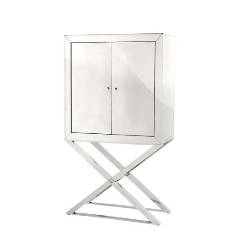 Casa Padrino Luxus Designer Barschrank Edelstahl verspiegelt - Luxus Hotel Möbel - Spiegel Möbel Neuheit